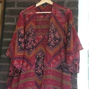 Floral boho sheer kimono style coverup